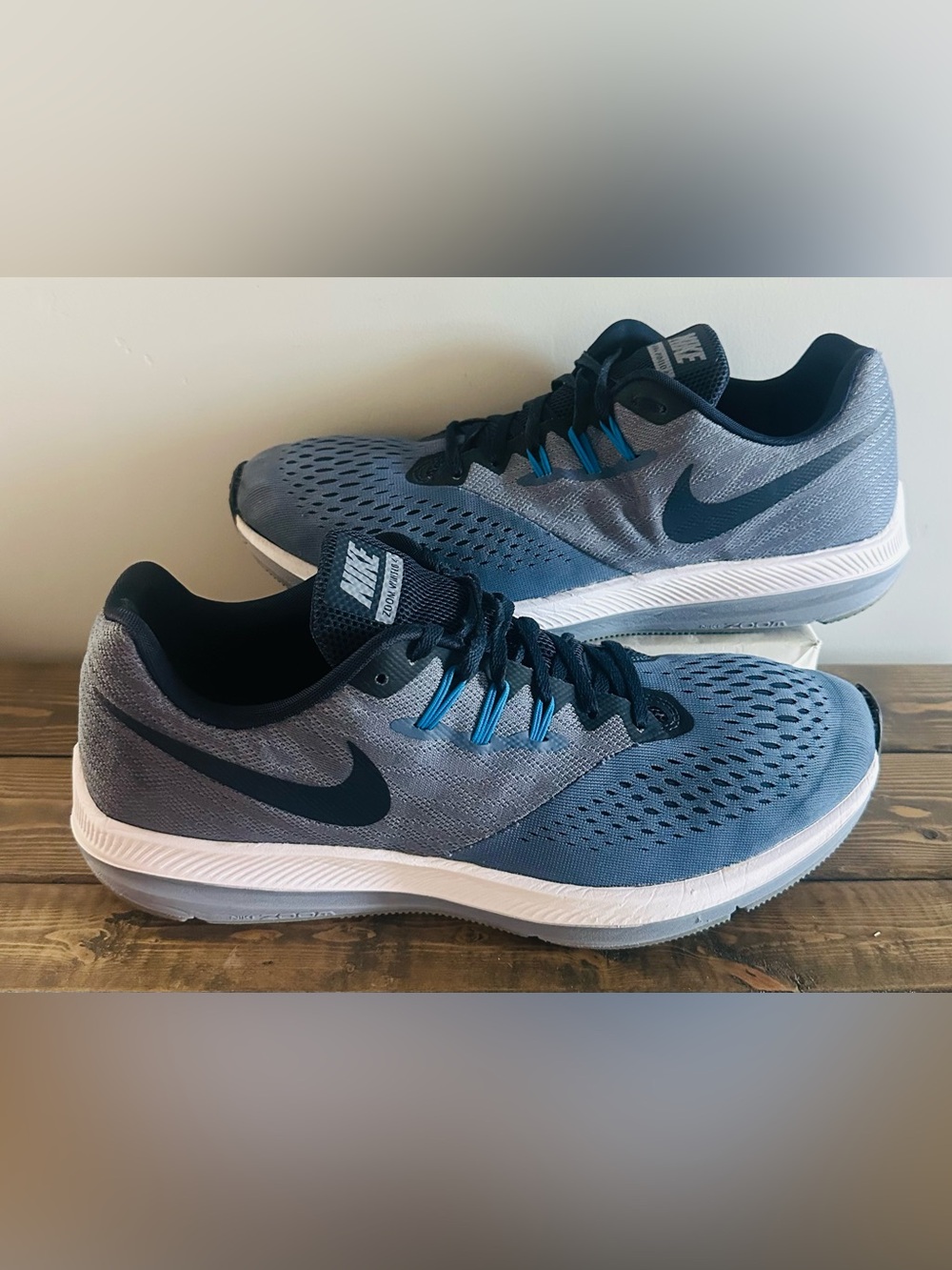 Nike Zoom Winflo 4 Running Shoes Blue Sneakers Mens Size 13